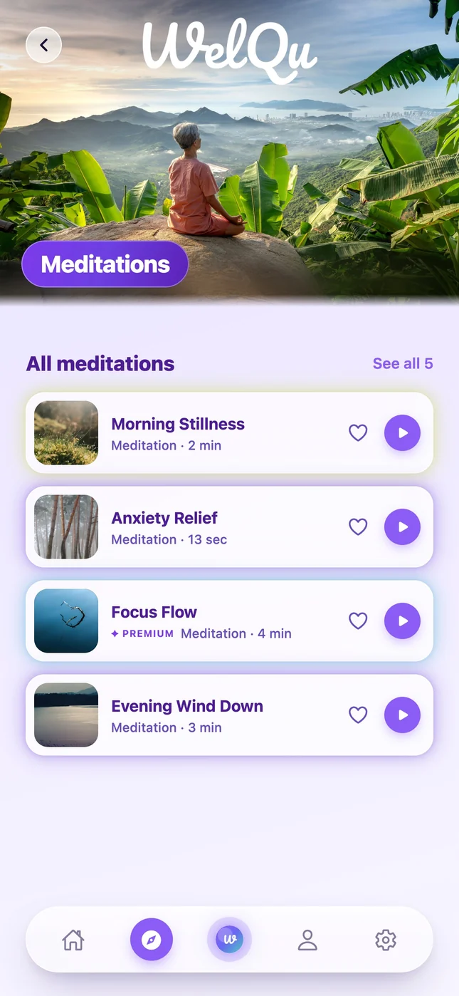 WelQu meditations screen