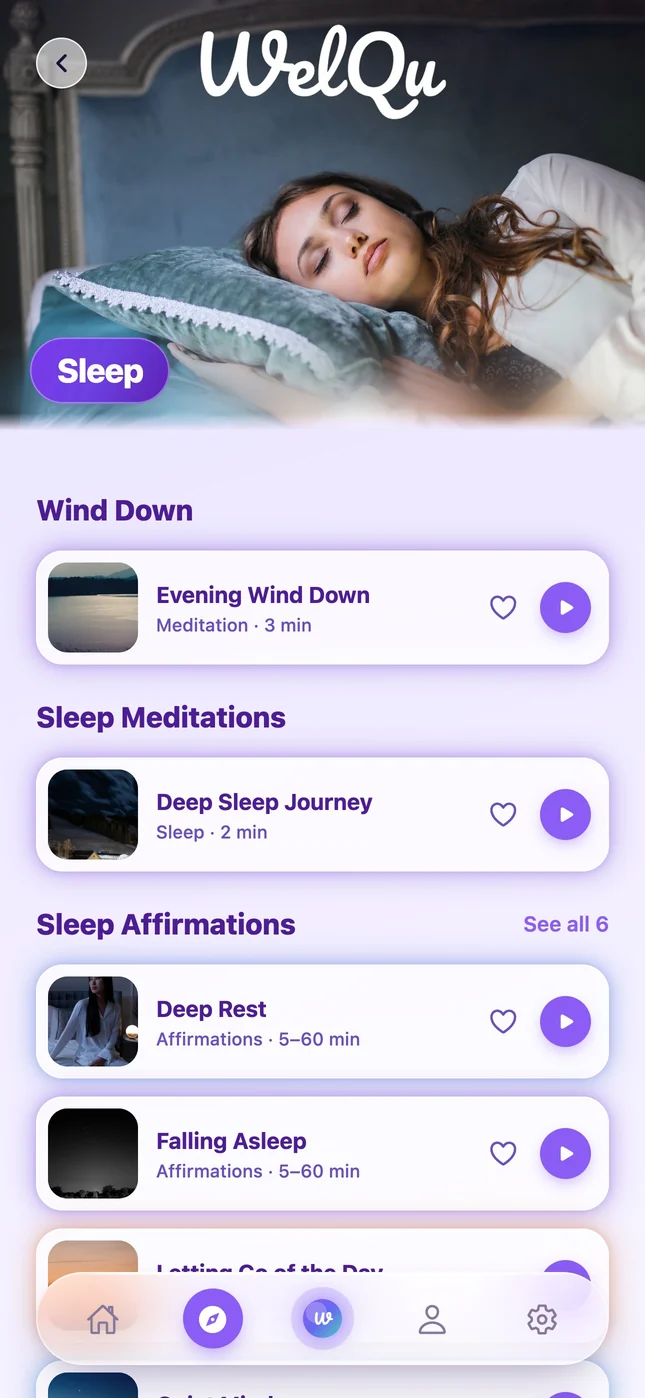 WelQu sleep screen